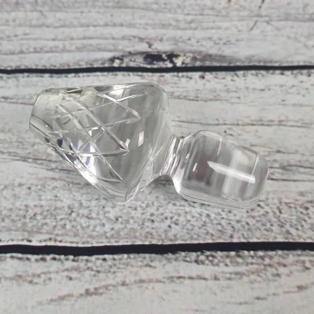 Vintage Clear Cut Glass Bottle Stopper Faceted Replacement